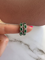 Load image into Gallery viewer, Eternity emerald hoops
