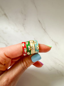Evil eye enamel ring