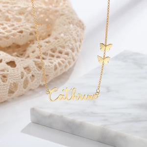 Personalize name necklace with butterflies