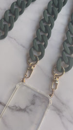 Load and play video in Gallery viewer, Phone Cord Matte Green Chain full set
