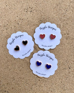 Load image into Gallery viewer, Colourful Mini Heart Earrings - Puzzle Design
