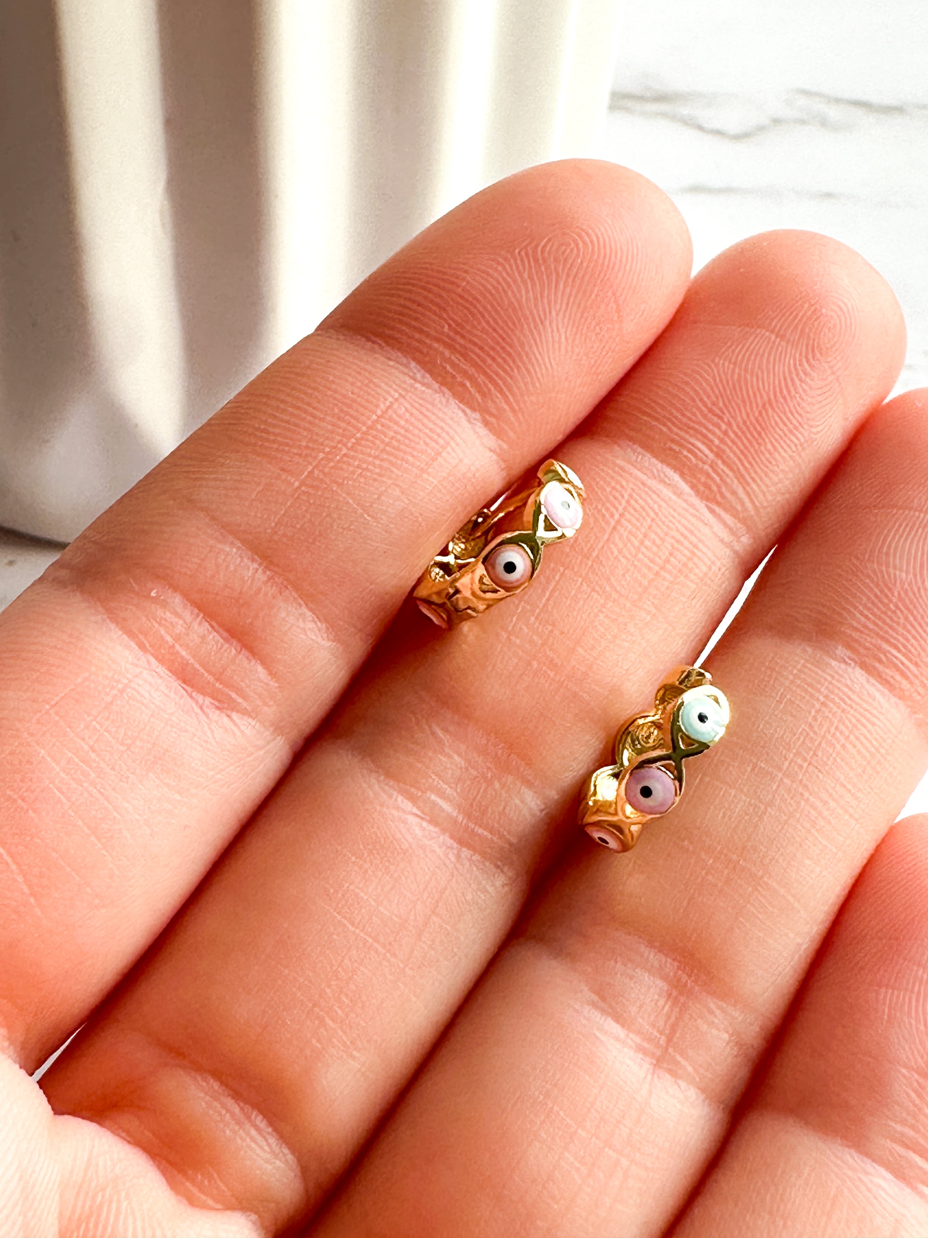 Mini pastel evil eye hoops