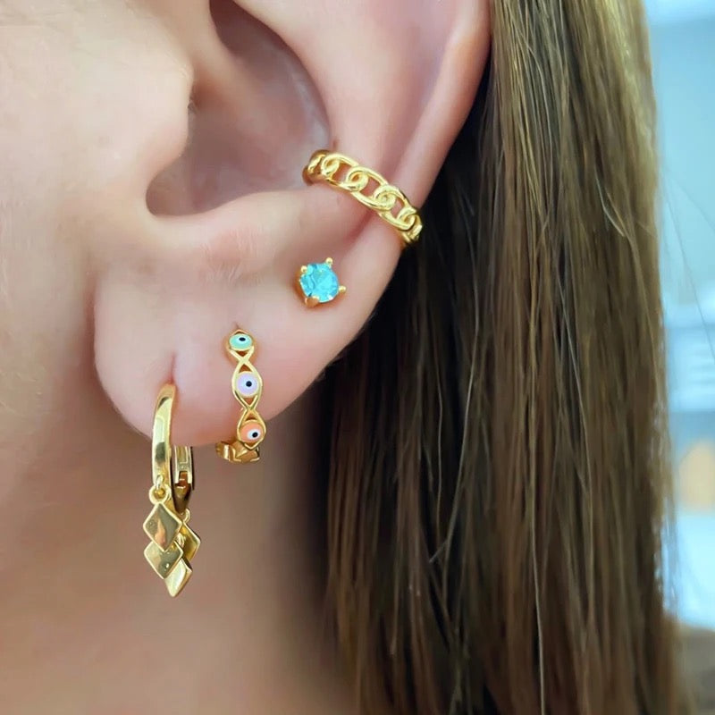 Mini pastel evil eye hoops