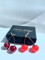 Load image into Gallery viewer, Cherry Drop Earrings - Puzzle Design
